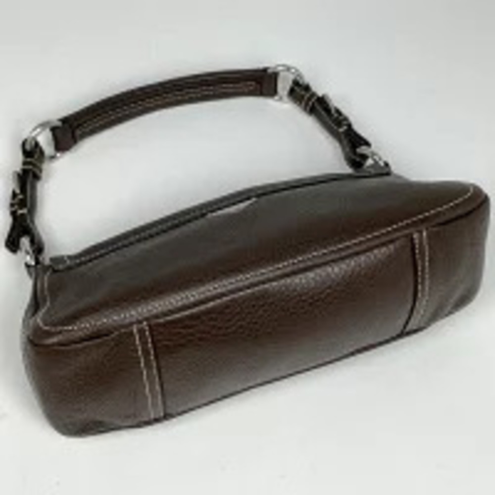 Prada Plate Leather Bag Hobo Brown Handbag Shoulder Brown